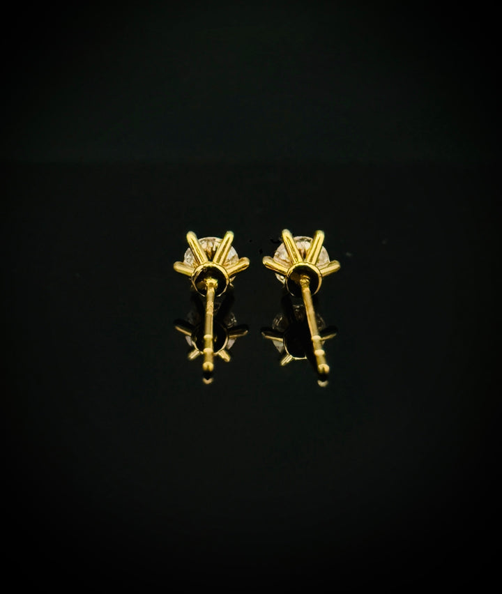 Solitaire Ørestik Six Prong Guld 14 K