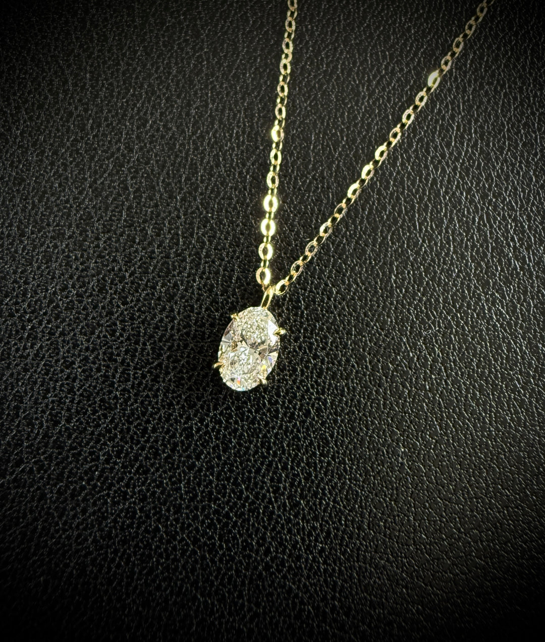 Diamant Halskæde Oval Cut Guld 18 K