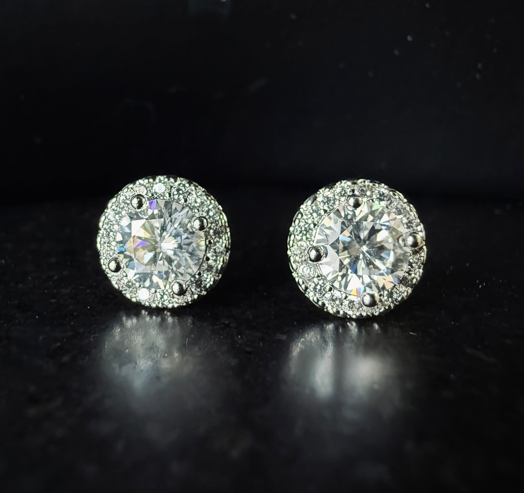 Eterna Halo Earrings – White Gold Edition