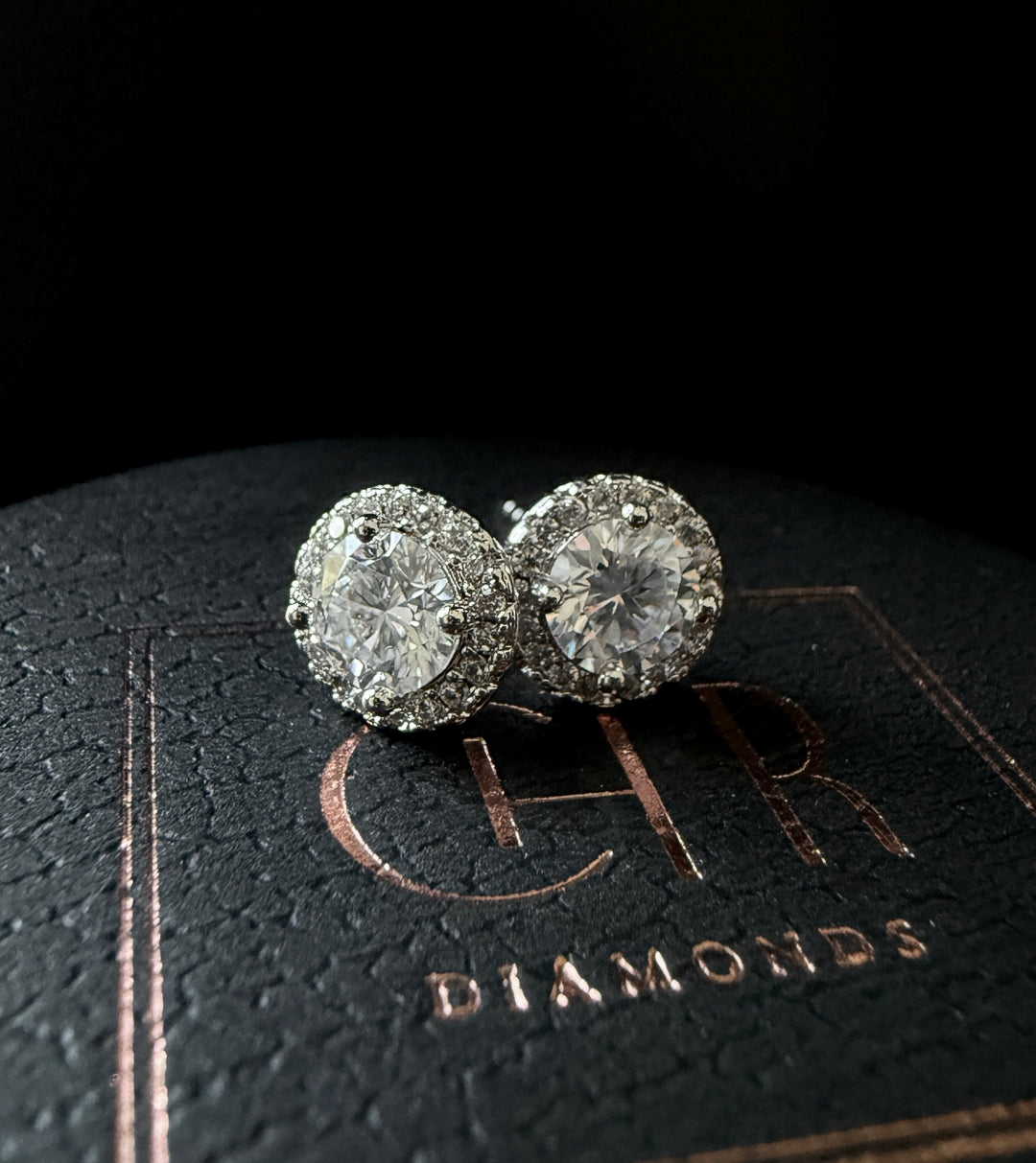Eterna Halo Earrings – White Gold Edition