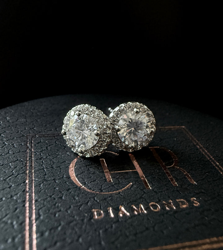 Eterna Halo Earrings – White Gold Edition