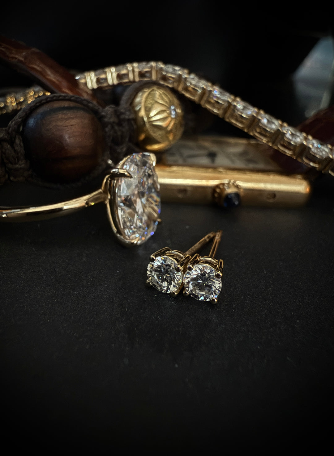 Diamant Ørestikker 9K Guld