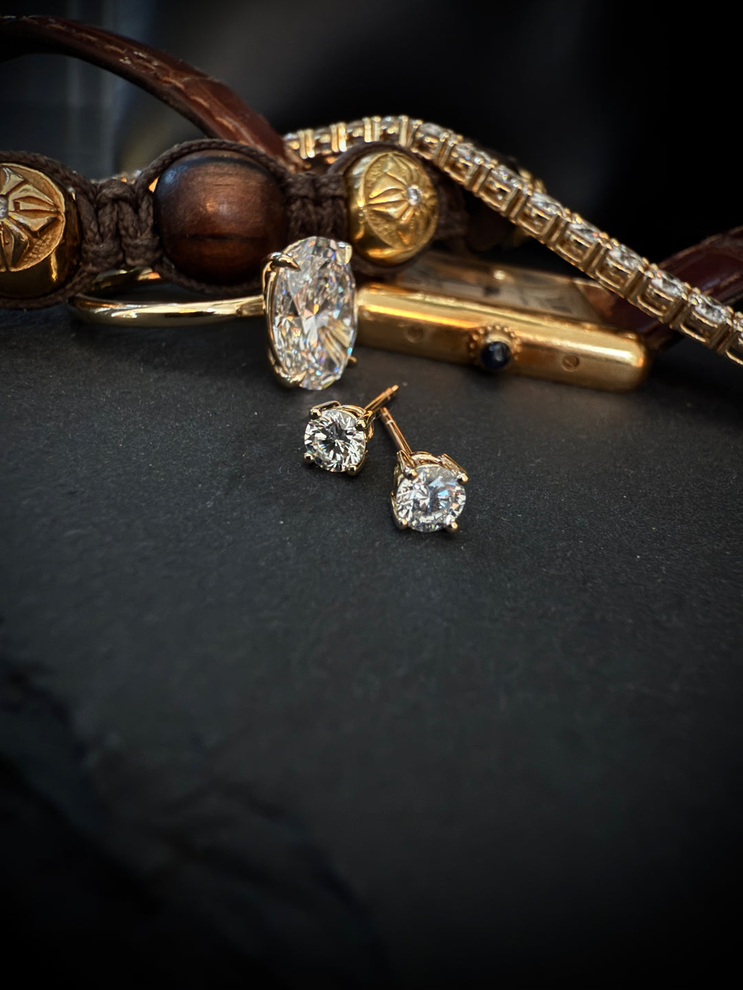 Diamant Ørestikker 9K Guld