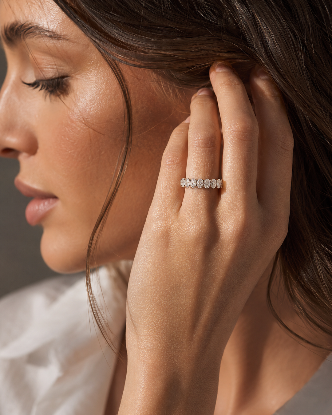 Moondust Oval Half Eternity Ring