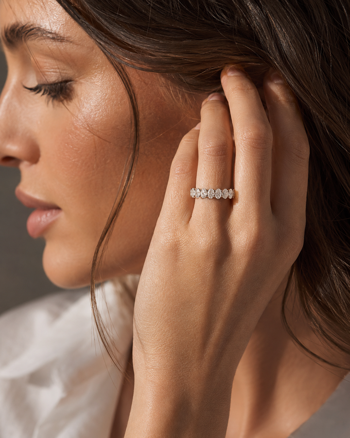 Moondust Oval Half Eternity Ring