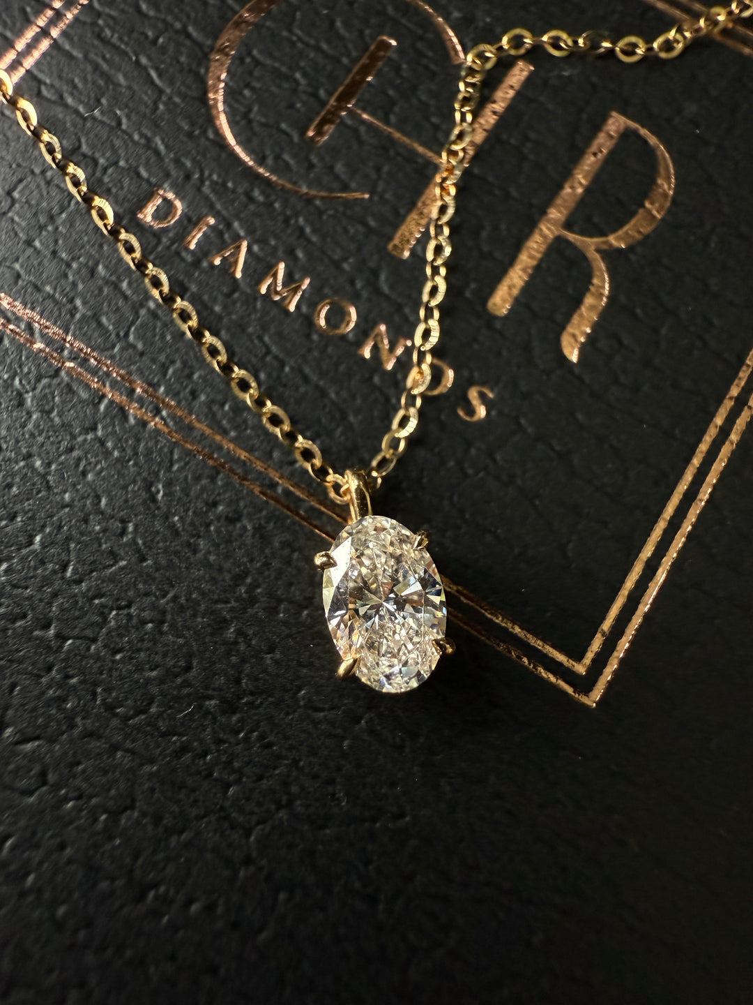 Diamant Halskæde Oval Cut Guld 18 K