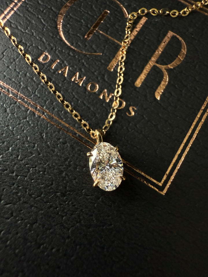 Diamant Halskæde Oval Cut Guld 18 K