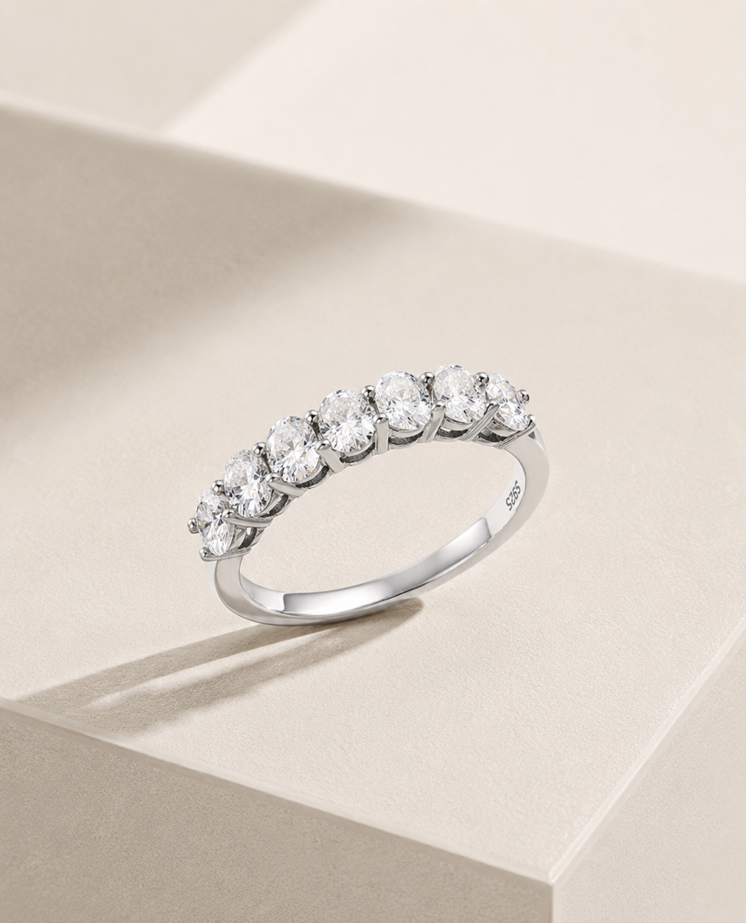 Moondust Oval Half Eternity Ring