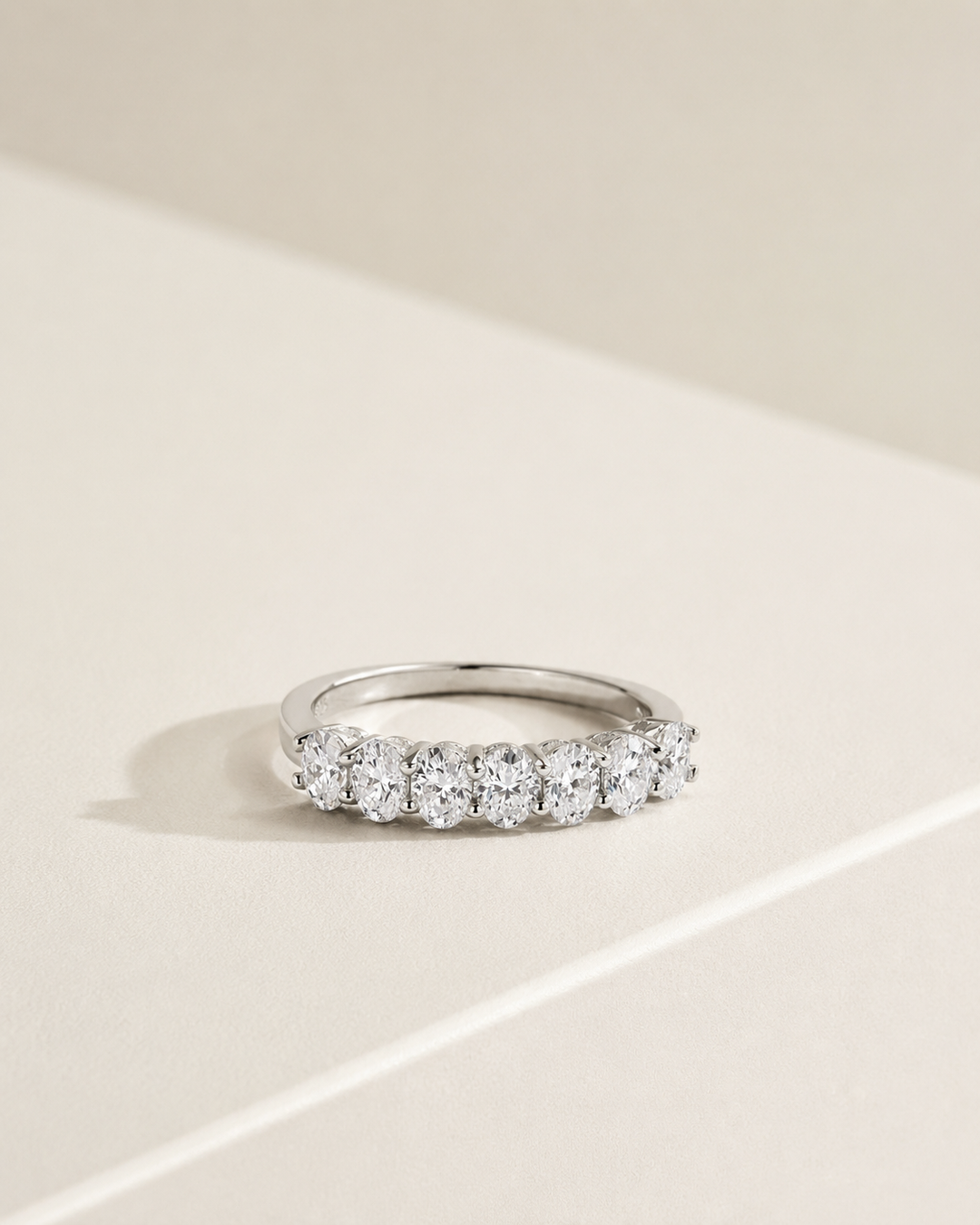 Moondust Oval Half Eternity Ring