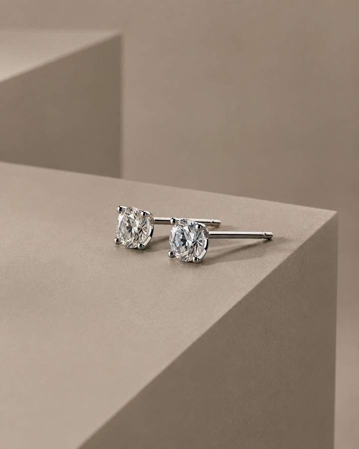 Diamant Ørestik Hvidguld 14 K