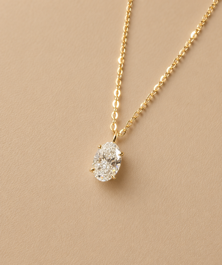 Diamant Halskæde Oval Cut Guld 18 K