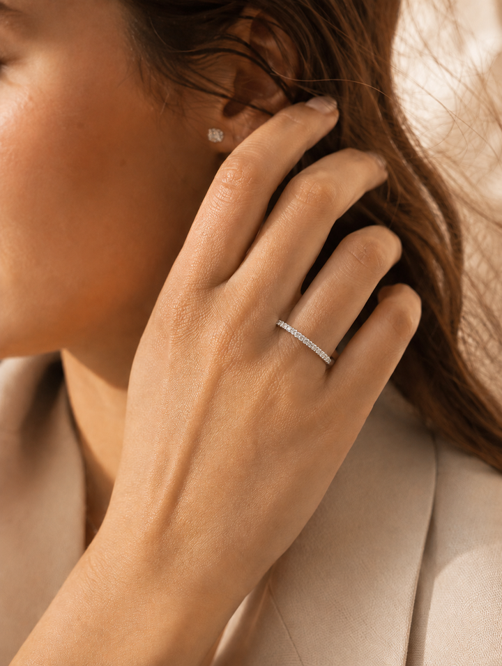 Diamant Minimalistic Eternity Ring 14K Hvidguld