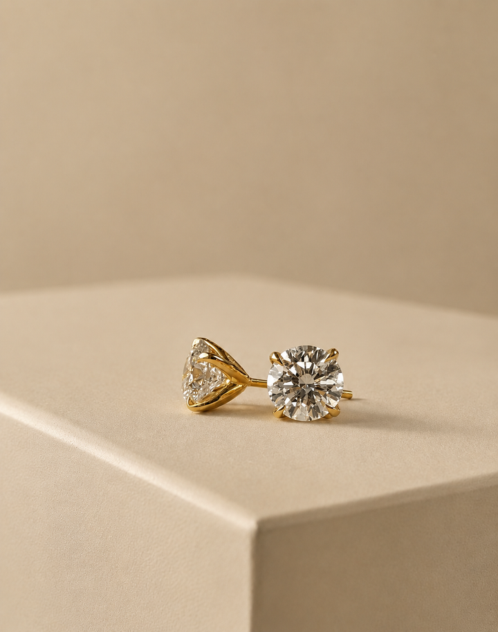 CHR DIAMANT SOLITAIRE ØRESTIKKER 14K GULD, 2X1 CT.