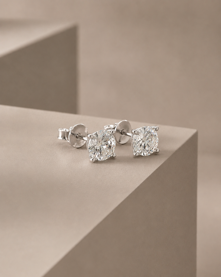 Diamant Ørestik Hvidguld 14 K