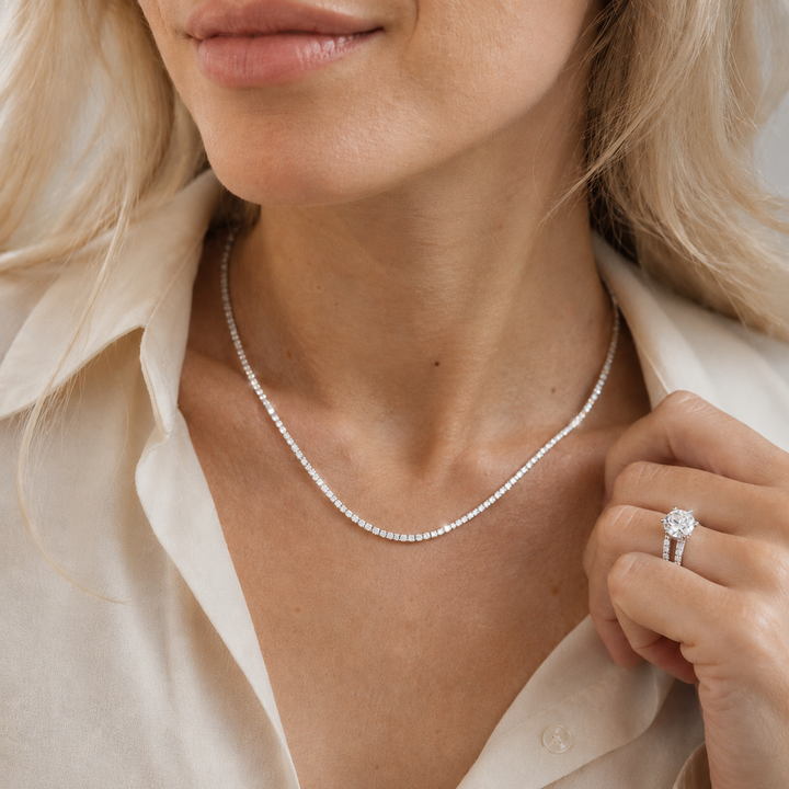 Diamant Tennis Halskæde 2 mm 14 K Hvidguld