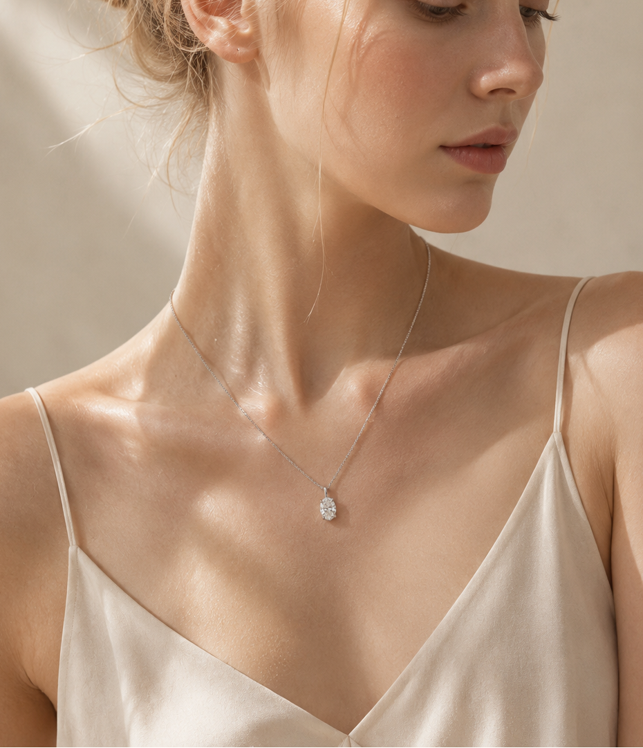 DIAMANT VEDHÆNG OVAL CUT PLATIN 1.19 CT