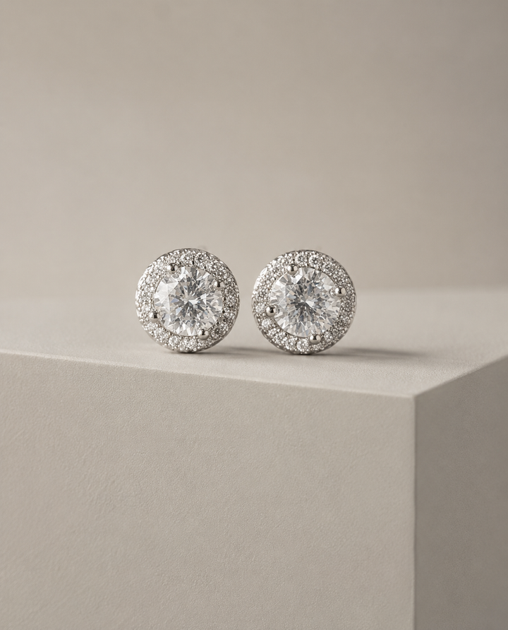 Eterna Halo Ørering – White Gold Edition