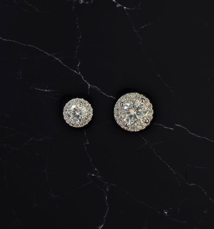 Eterna Halo Earrings – White Gold Edition