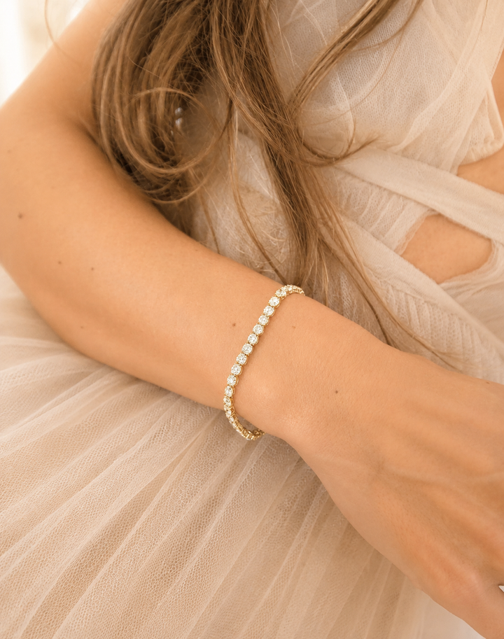 Diamant Tennis Armbånd 10K Guld 4 mm