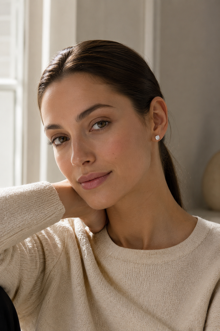 Diamant Ørestik Hvidguld 14 K