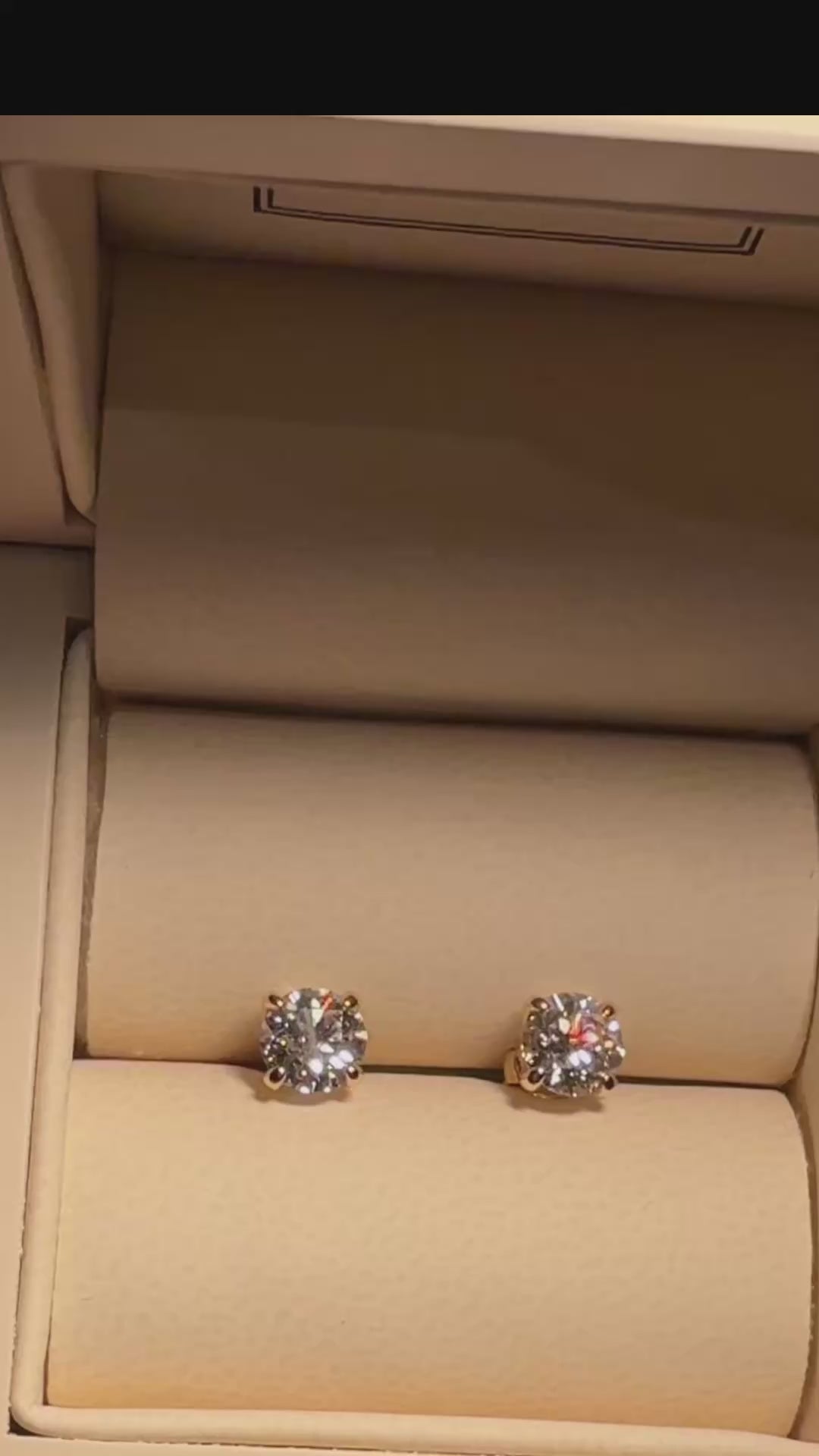 CHR DIAMANT SOLITAIRE ØRESTIKKER 14K GULD, 2X1 CT.