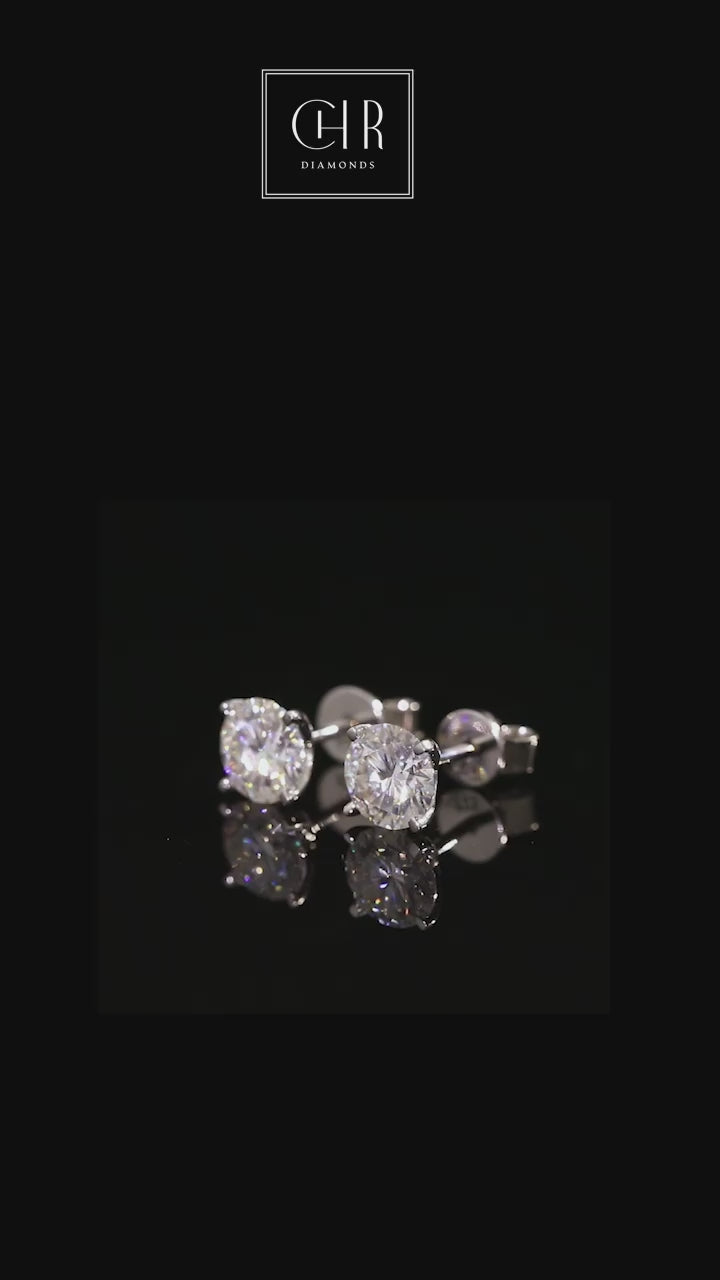 Diamant Ørestik Hvidguld 14 K