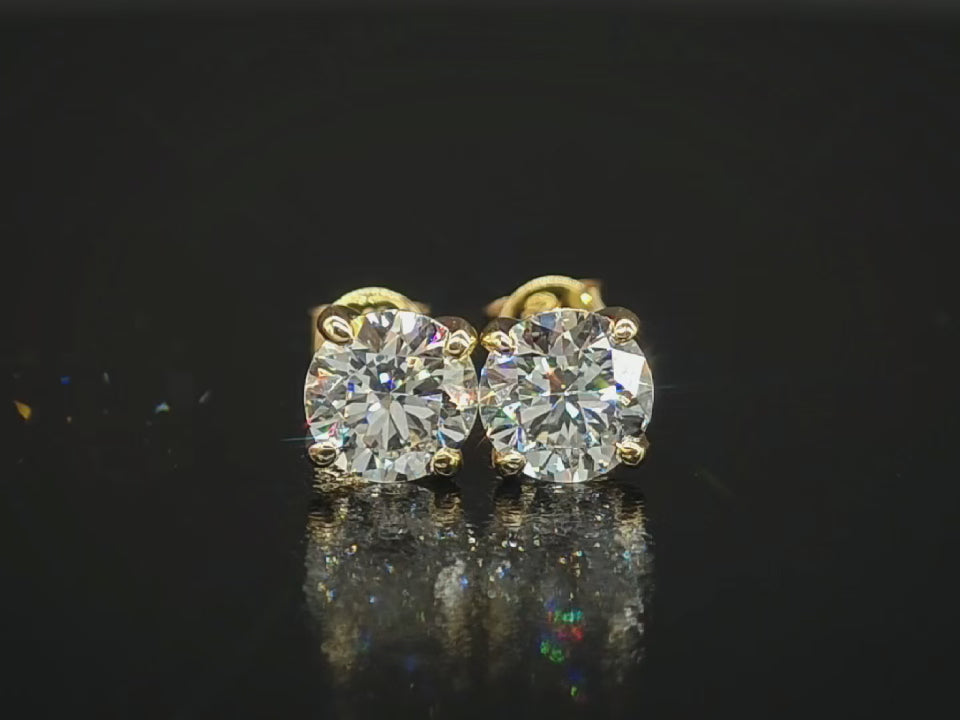 CHR DIAMANT SOLITAIRE ØRESTIKKER 14K GULD, 2X1 CT.