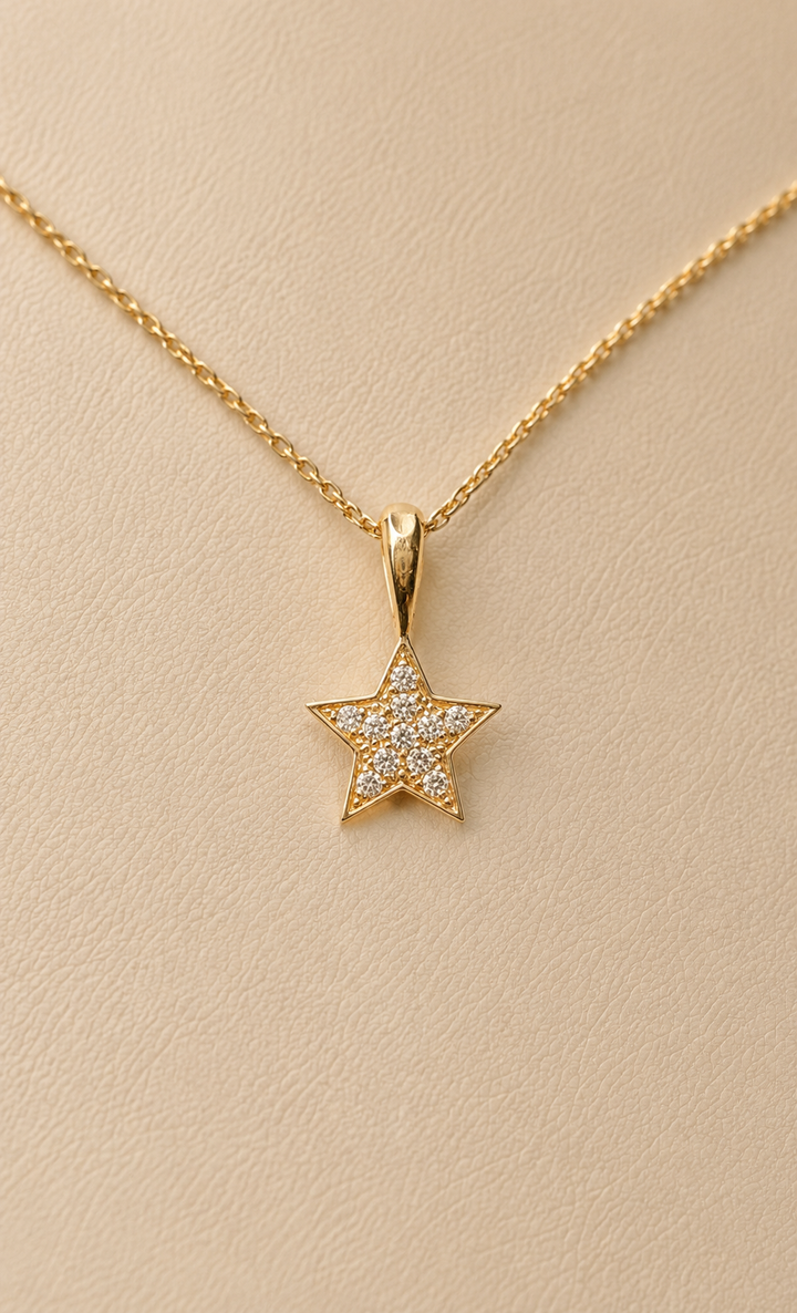 Diamant Stjerne 18 K Guld