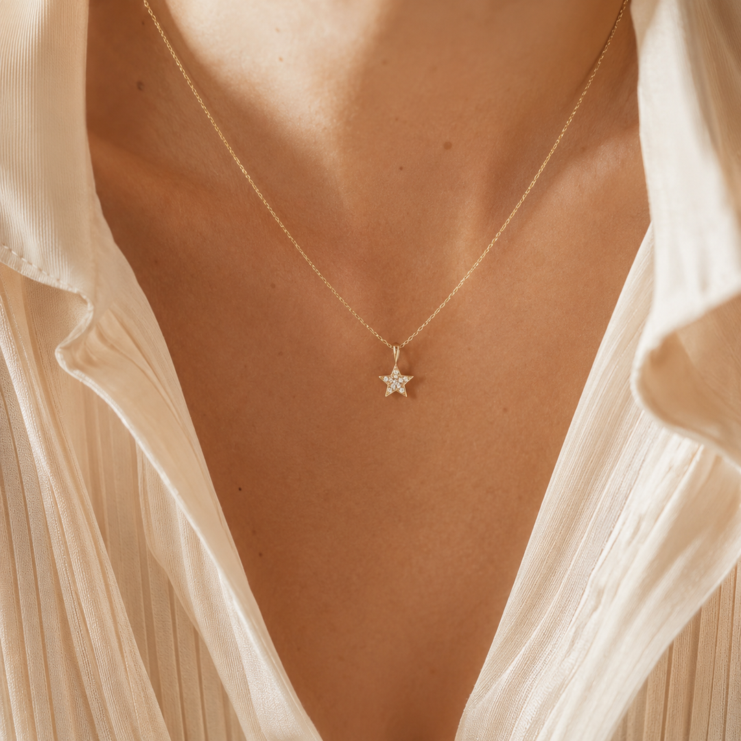 Diamant Stjerne 18 K Guld